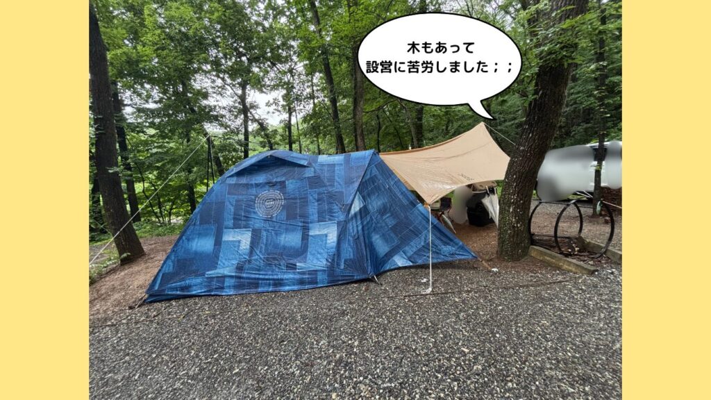 設営したテントとタープ